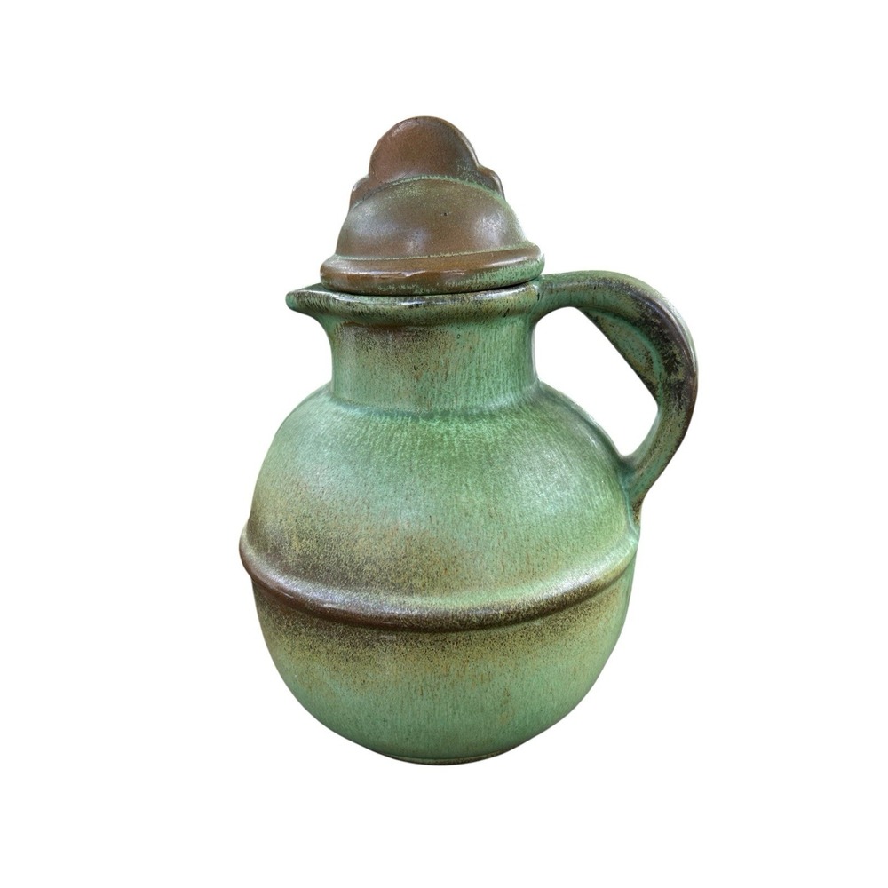 FRANKOMA Pottery Small Guernsey Juice Pitcher Prairie Green 6.5"